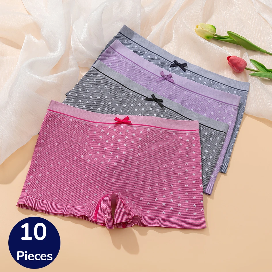 BZEL 10PCS Sweet Women's Panties Boxers High Quality Breathable Lingerie Comfortable Boyshort Underwear Female Sports Underpants