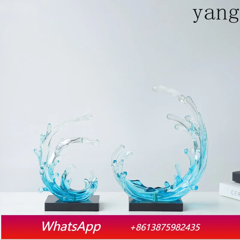 

Blue wave statue desktop decoration creative transparent wave sculpture crafts
