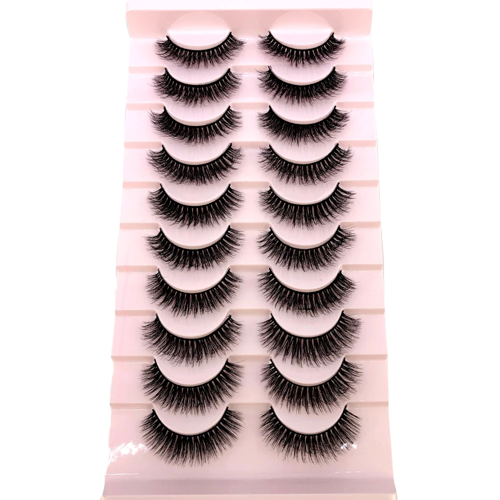 Neue 10 Paar 3D Faux Nerz Haar Falsche Wimpern Natürliche Unordentliche Wimpern Kreuzmuster Wispy Flauschige Wimpern Verlängerung Augen Make-Up-Tools – Detail 6