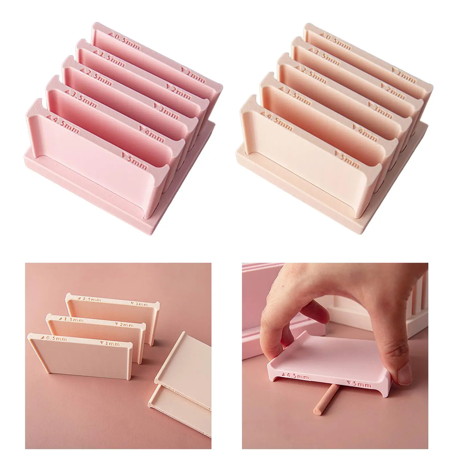 0.5-5mm Clay Strip Maker Kit Double Sided for DIY Crafting Lightweight with Measurement Marks 5 Interchangeable Dies