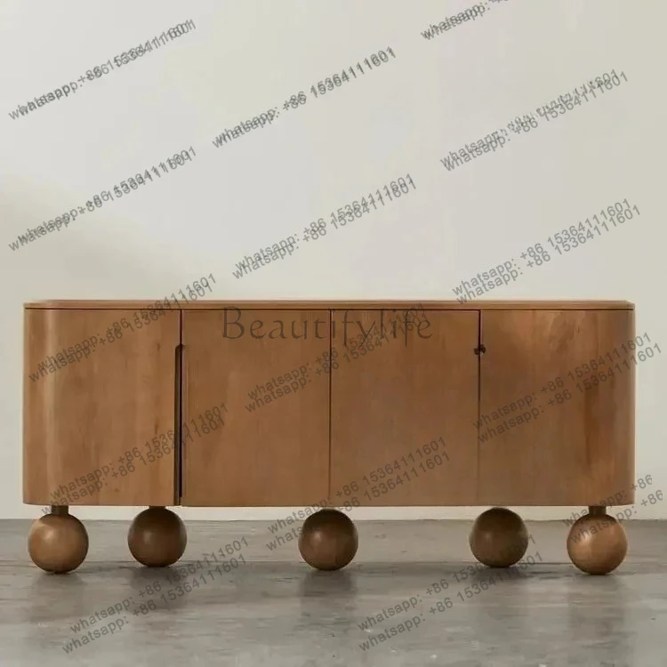 

Medieval style log retro home dining side cabinet foyer porch cabinet solid wood designer creative locker