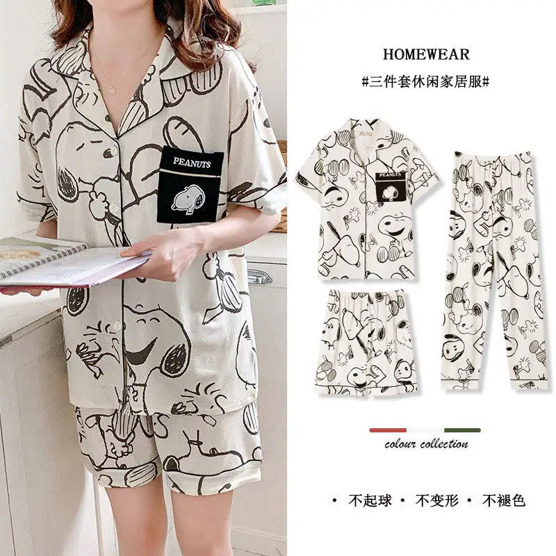 Cartoon Summer Snoopy Couple Pajamas Set Print Short Sleeved Pajamas for Men Women 2026 New Fashion Casual Kawaii Cute Home Wear