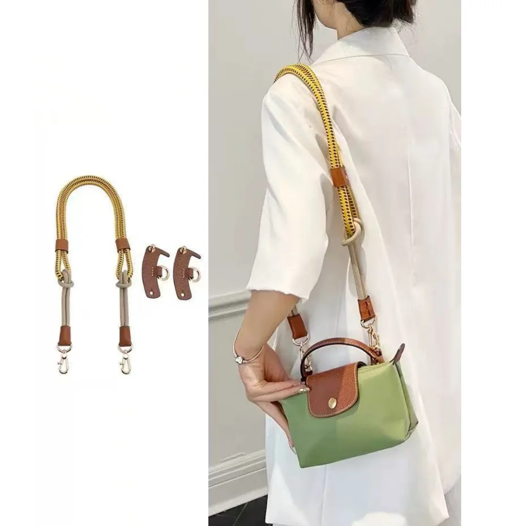 Replacement Purse Straps with 2 Pcs D-Rings Handmade DIY Crossbody Shoulder Rope Straps Compatible with Mini Long Champs Bags
