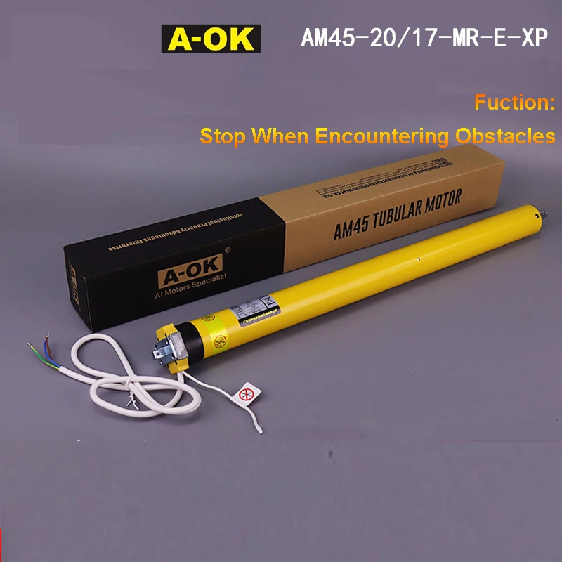 A-OK AM45-20/17-MR-E-XP Tubular Motor 220V AC for Roller Blind Lift with Obstacle Detection Stop Function