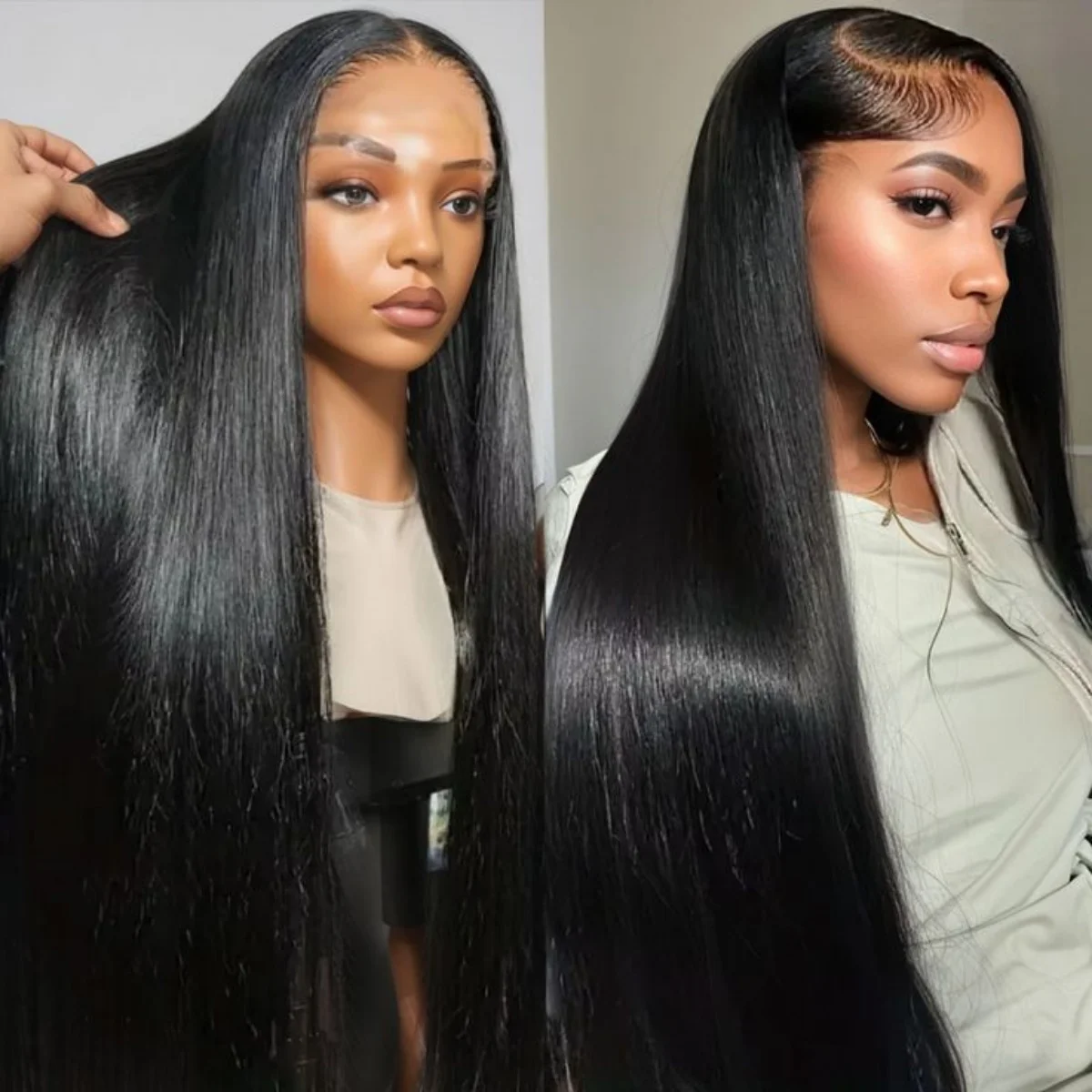 

40Inch 300 Density Straight Hd 13x6 Lace Front Wig Brazilian Cheap Frontal Pre Plucked Straight Wigs For Women Choice Human Hair