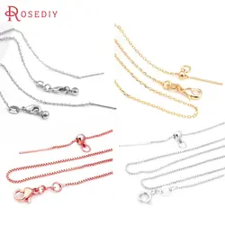 1MM 1.2MM 18K Gold Color Copper with Clasps and Position Beads Finished Chorker Necklace Chains Diy Jewelry Making Supplies