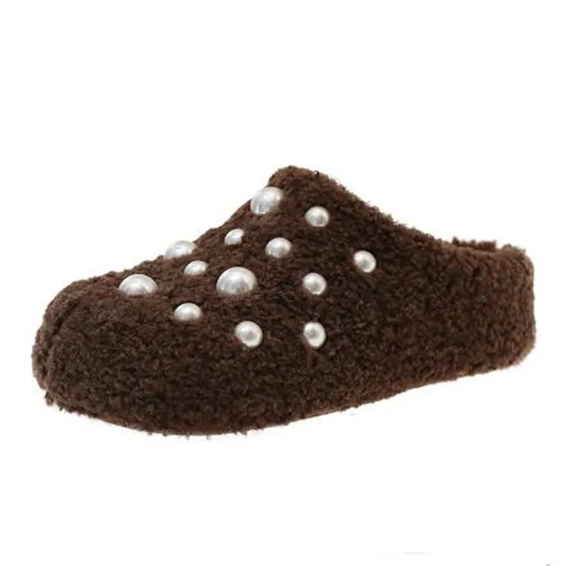 شتاء جديد إمرأة لؤلؤة نعال من القطن الحب كتم لينة وحيد الأحذية داخلي مريح لطيف صامت ضوء السجاد غرفة المعيشة النعال