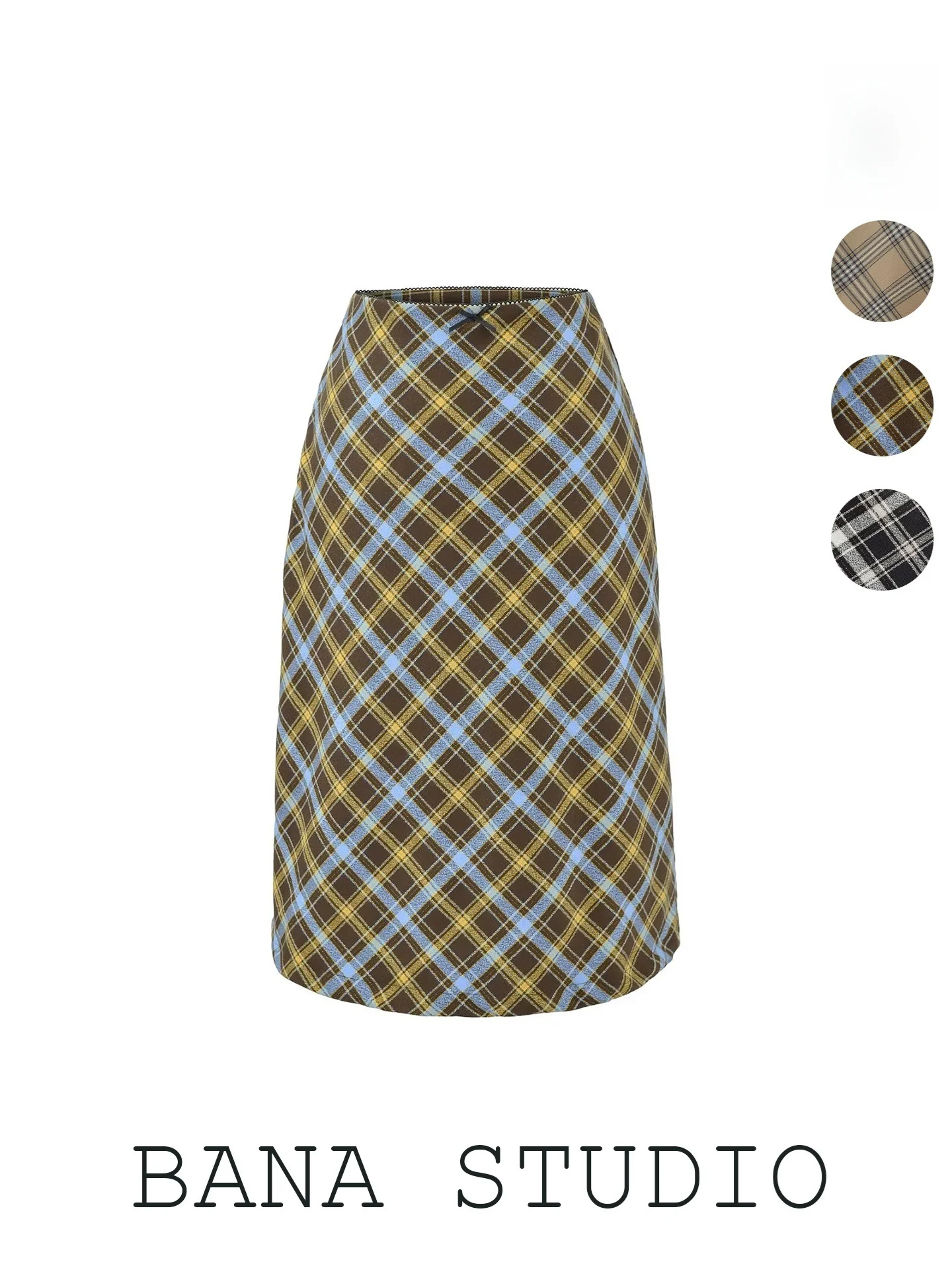 BANA High Waist Straight Cut  Skirt Women's Spring 2026 New Style Casual College Style Diamond Grid Pattern Skirt