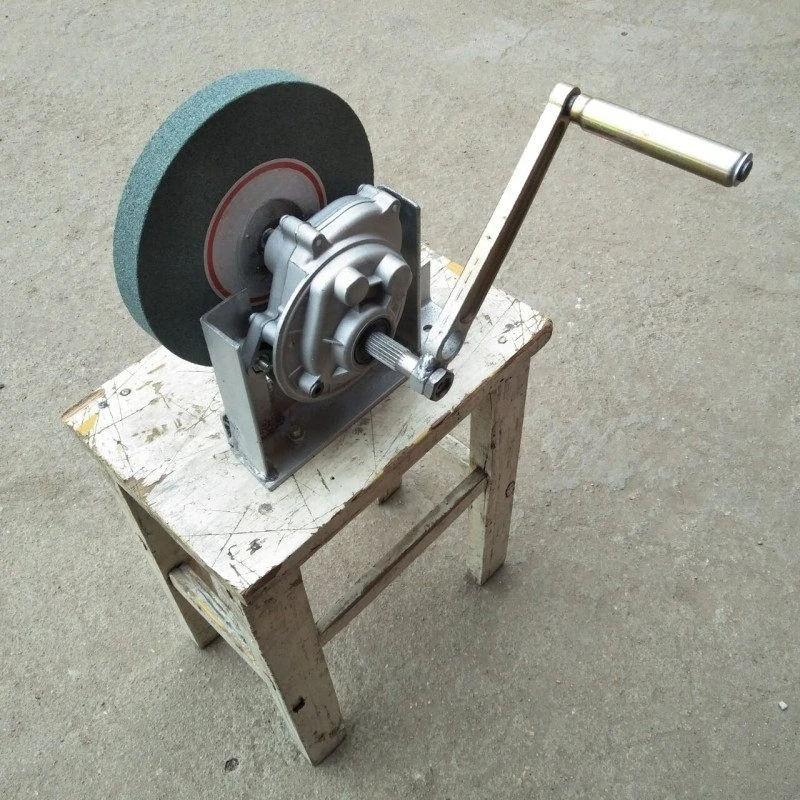 Hand Crank Manual Bench Grinder With Bearing Gearbox Grinding Wheel Frame Hand Operated Knife Sharpener For Blade Sharpening
