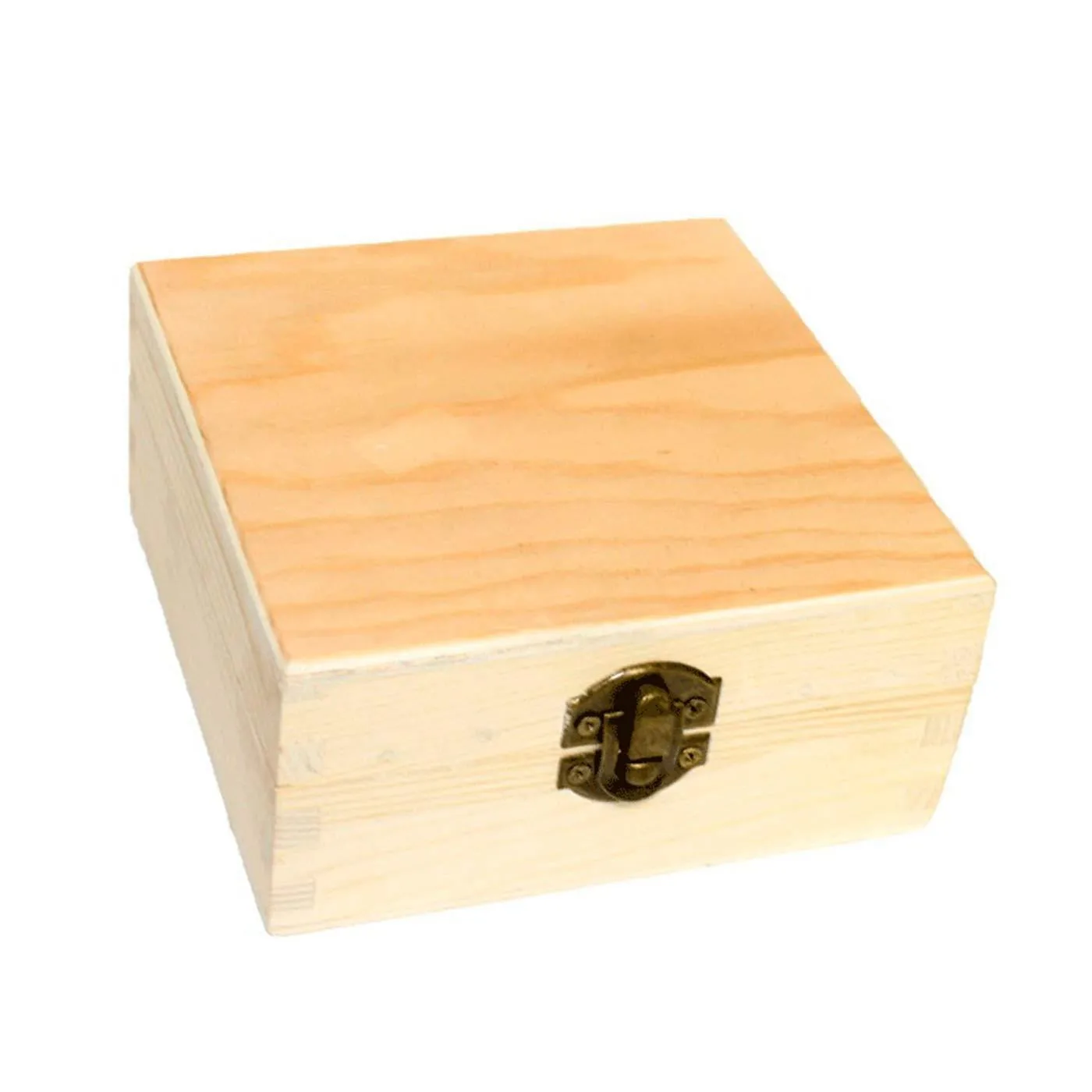 Square Wooden Box with Metal Closure 6x12,3x12,3 cm, Box, Chest with Lid to Decorate and Store Valuables,