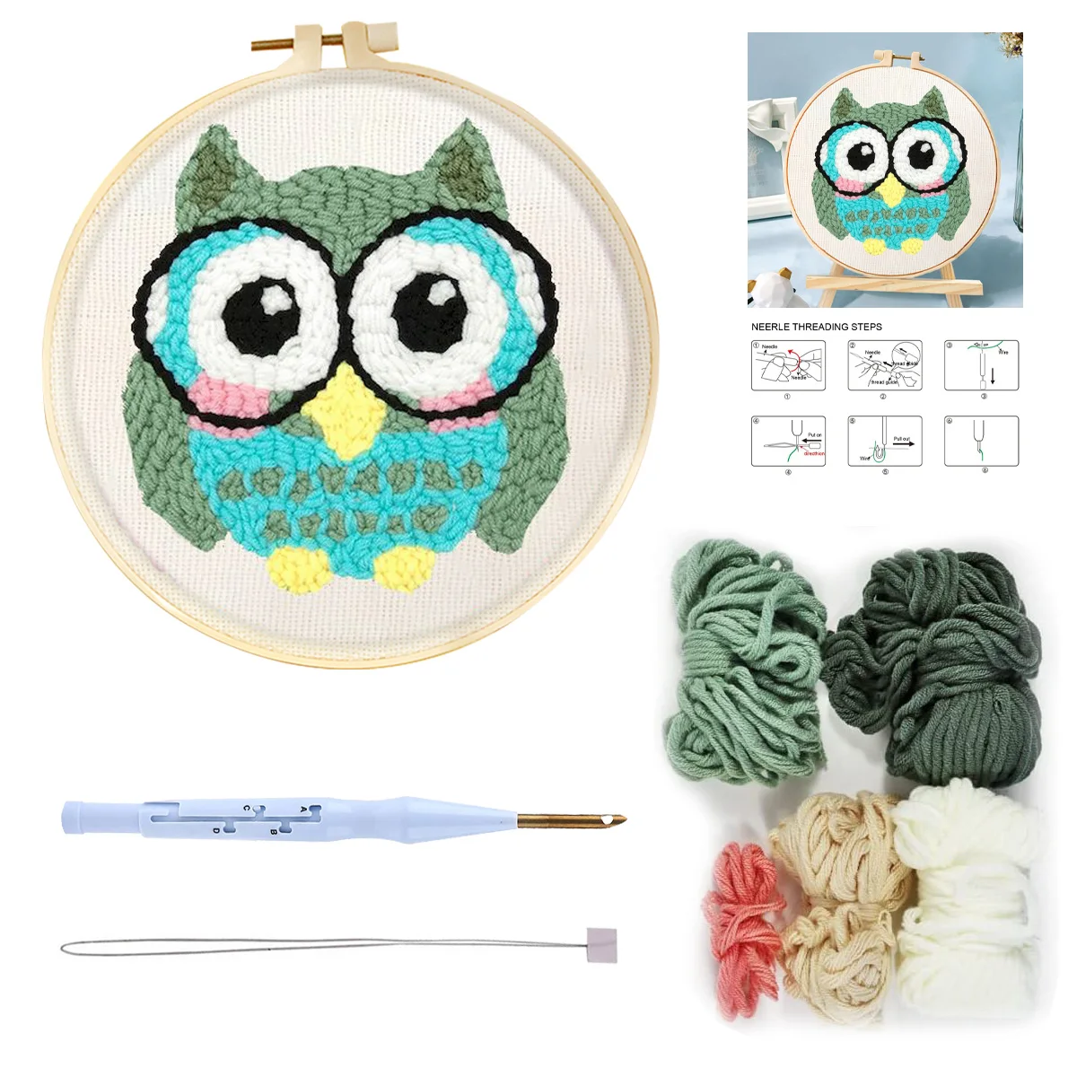 

RUOPOTY Punch Needle Embroidery Starter Kits Yarns Embroidery Hoops For Home Decoration 20x20cm/7.87x7.87inch Diy Gift