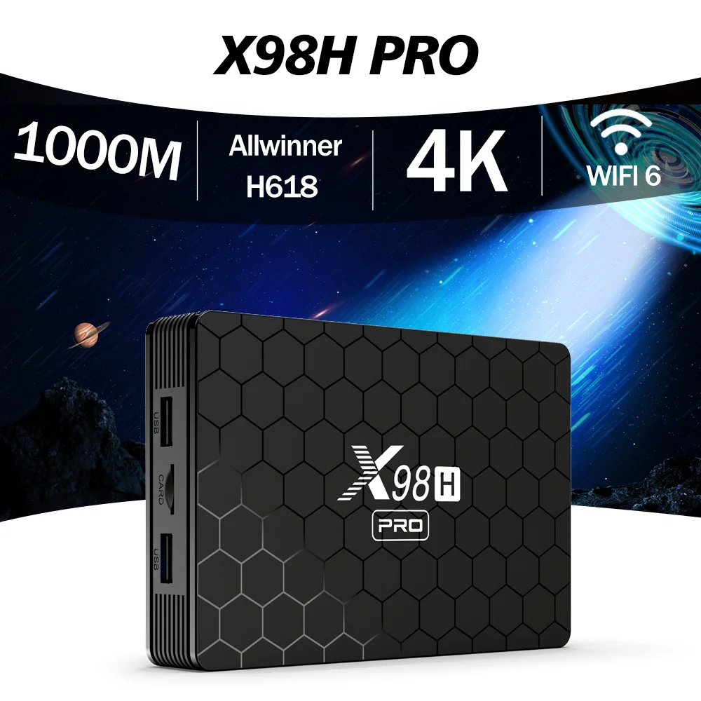 Wifi6 X98H PRO TV Box Android12 Allwinner H618 2G 16G 4GB 32/64GB 1000M LAN BT5.0 2.4G 5G Wifi HD In Media Player Set Top Box