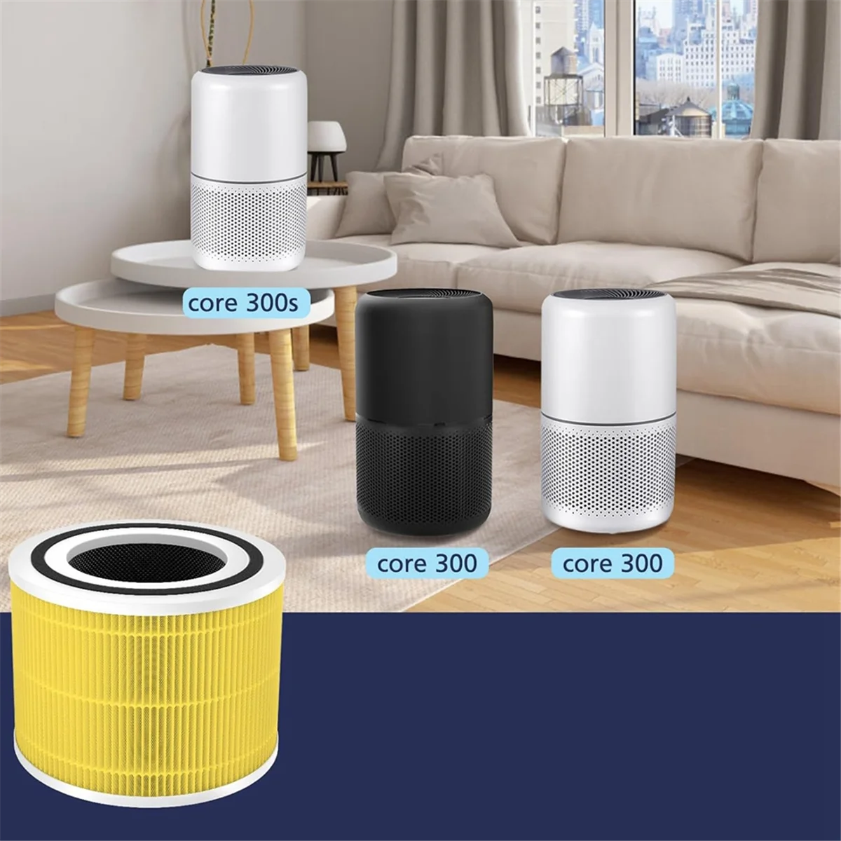 Filtro de substituição do purificador de ar para LEVOIT Core 300, Core 300S, filtro HEPA 3 em 1, carvão ativado de alta eficiência,