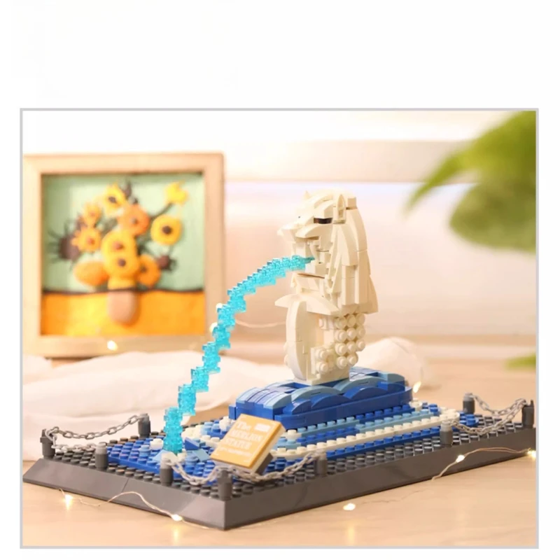 SEMBO Singapore - Merlion bouwstenen Creatief monument Gebouw Met de hand geassembleerd model Decoratieve ornamenten Educatief speelgoed