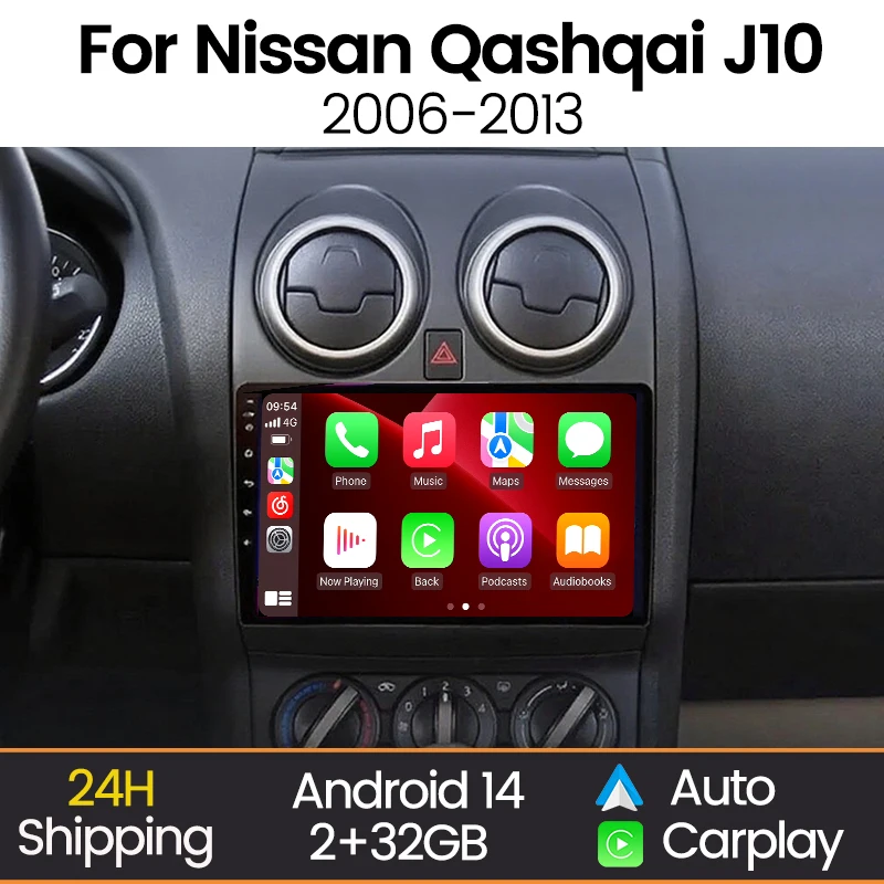 

Автомобильный радиоприемник MEKEDE Android Auto с беспроводным Carplay для Nissan Qashqai 2006-2013, авторадио, автомобильный мультимедийный видеоплеер, WIFI