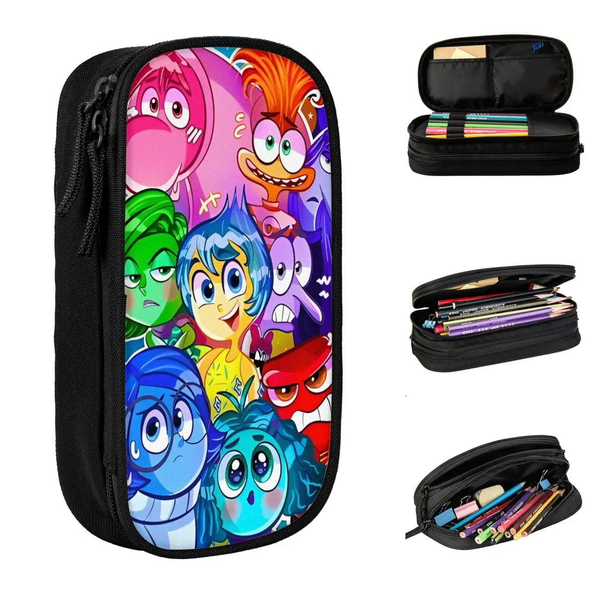 Inside Out 2 Cartoon Pencil Case Cute Emotion Movie Pen Box Bags Student Big Capacity School Supplies Gift Pencilcases