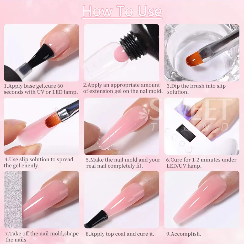 15ml Extension Nail Gel Set Kit Quick Building Gel Acrylic Clear White Construction UV Finger Prolong Tools Gel Nail Polish Set