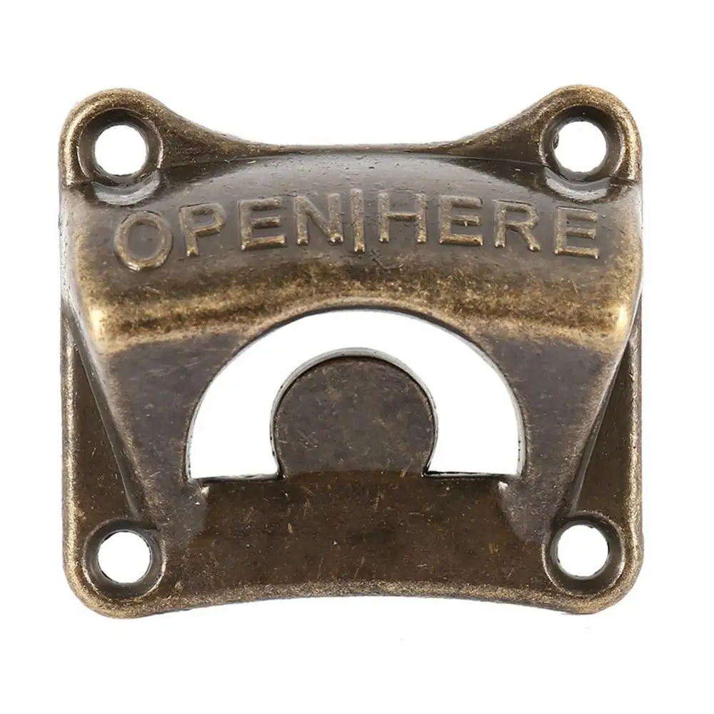 Soda Bottle Cap Opener Vintage Bronze Wall Mounted Wine Beer Bar Accessories Square Bronze Beer Starter Dropshipping