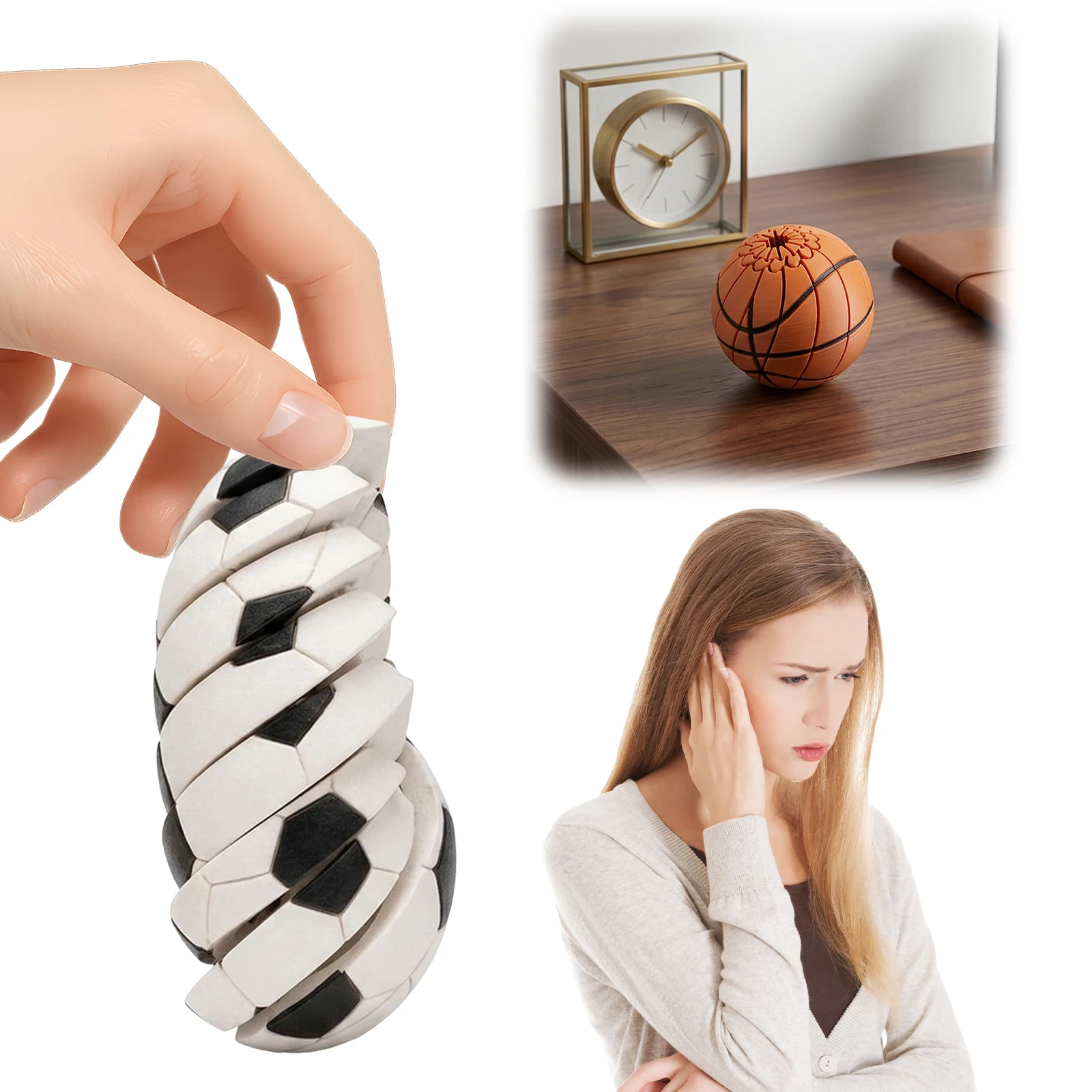Baseball Fidget Ball Toy, 3D Printed Twist & Turn Sensory Desk Ball, Non-Toxic Portable Decompression Toy for Teens Adults Relax
