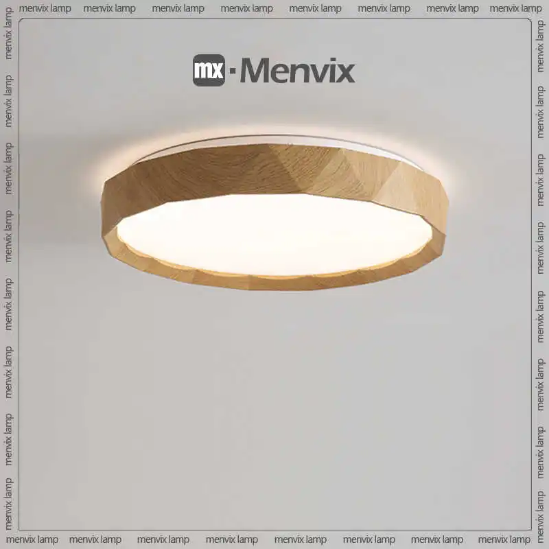 Nordic Walnut Colored Ceiling Light Retro And Minimalist Circular And Minimalist Eye Protection Bedroom Lighting Fixtures