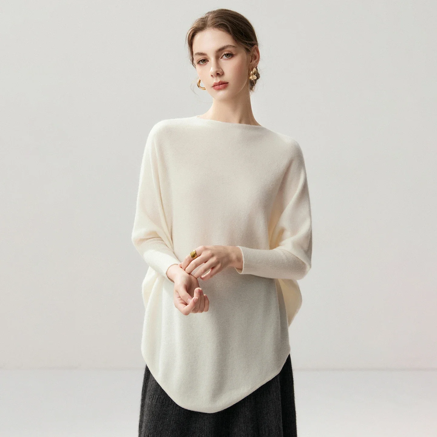 Grace Top Women's Sweater Loose Batwing Sleeve Pullover 100% Cashmere Long Sleeve Cloak Knitwear Clothing Autumn Winter Pullover