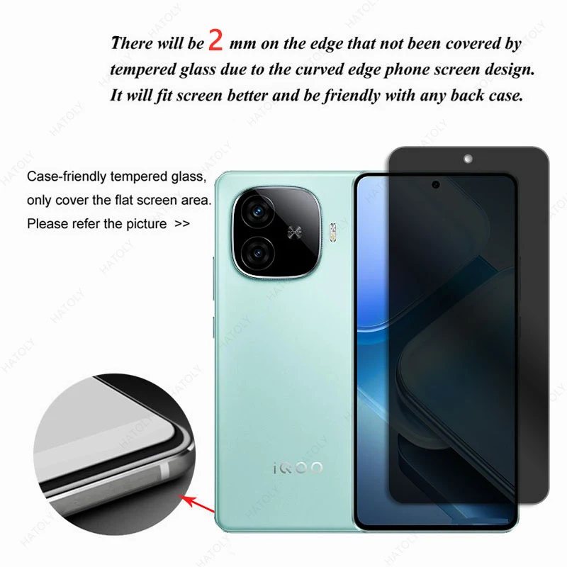 Privacy Screen Protector For vivo iQOO Z9 China Glass For iQOO Z9 Turbo Anti-spy Glass Camera Lens Protector For vivo Y200 GT