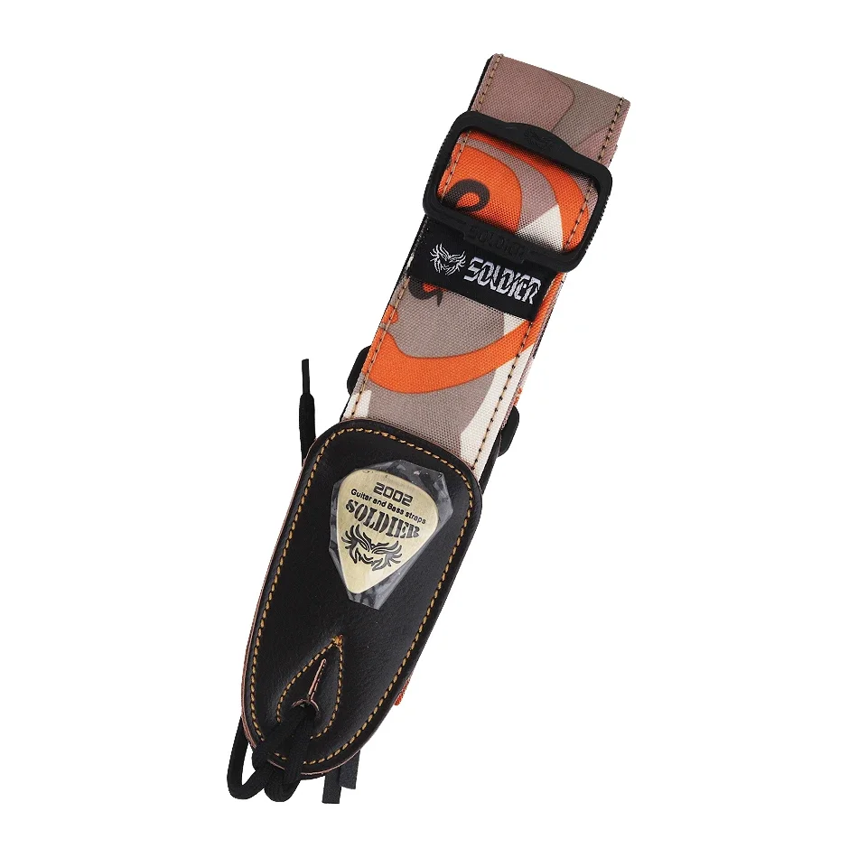 Soldier Guitar Strap Soft Thick Camouflage Cotton Adjustable Bass Acoustic Electric Folk Guitar with Leather Ends Plastics Metal