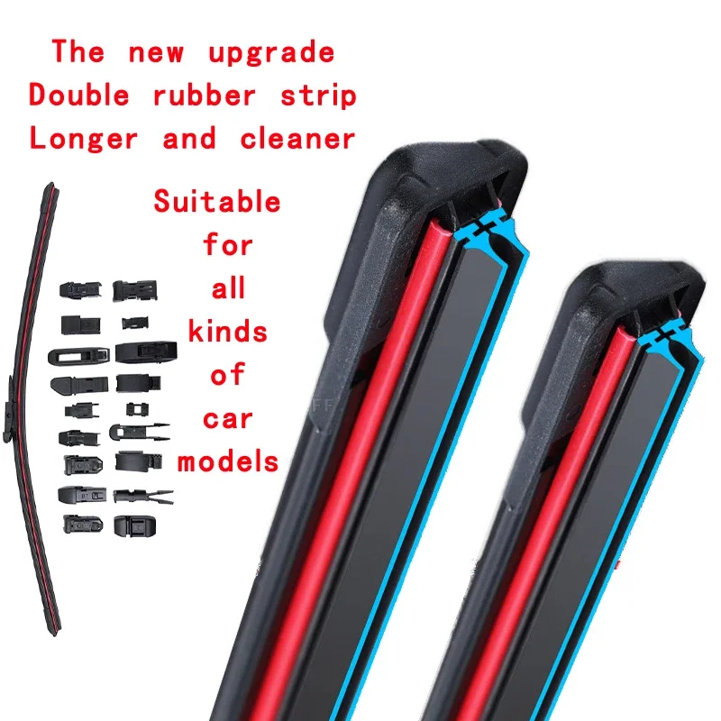 

Car Windshield Wiper blades Universal Soft Double layer Rubber Frameless Bracketless car wipers 14" 16" 19" 20" 21" 22" 24"26"