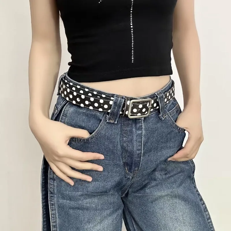 New Speckled Style Printed Belt Adult Retro Personalized Niche Belt Perfect For Pairing With Jeans Waist Accessories White Belt