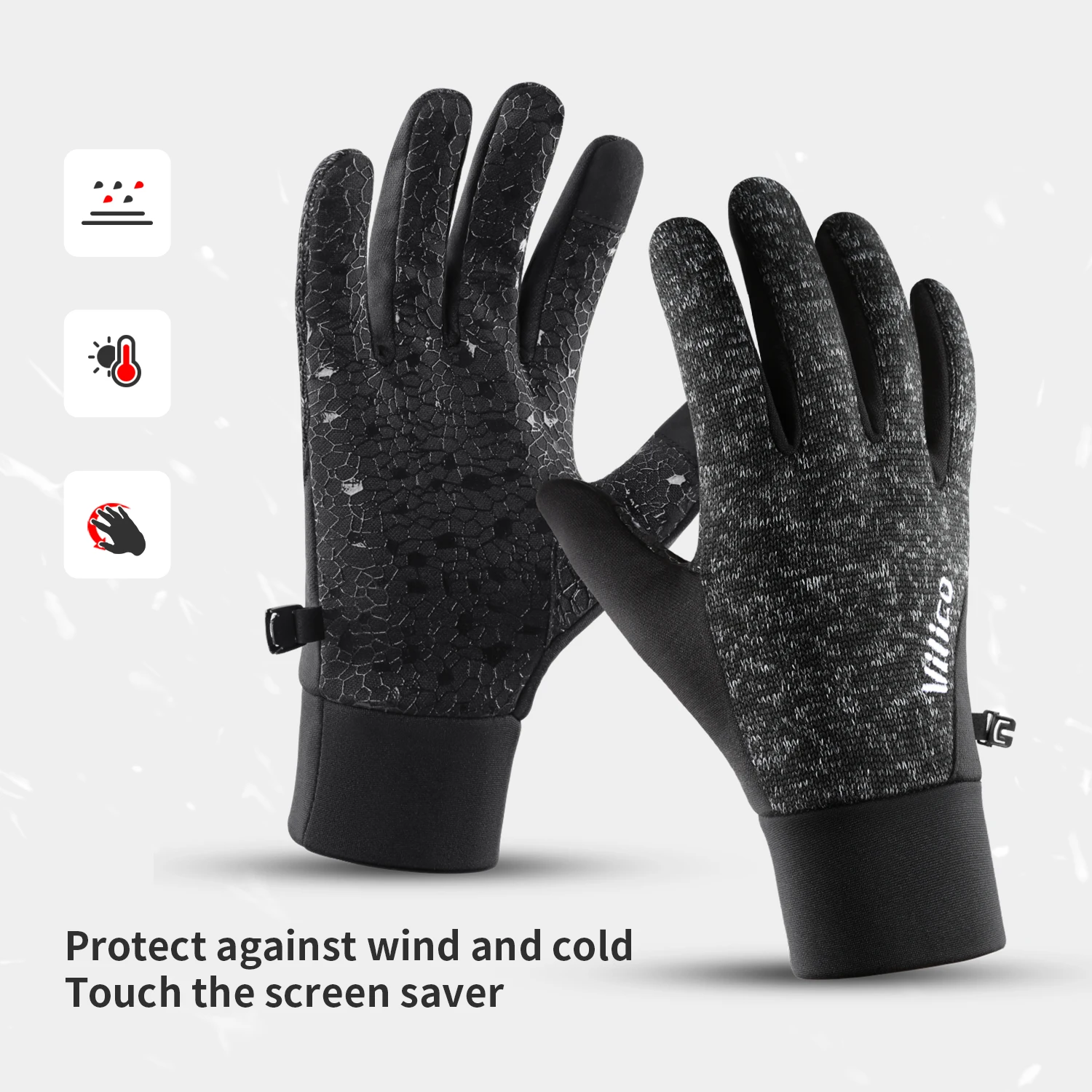 Sports Outdoor Running Men's Winter Warm Knitted Touch Screen Cycling Gloves Women's Autumn Winter Thick Velvet Gloves