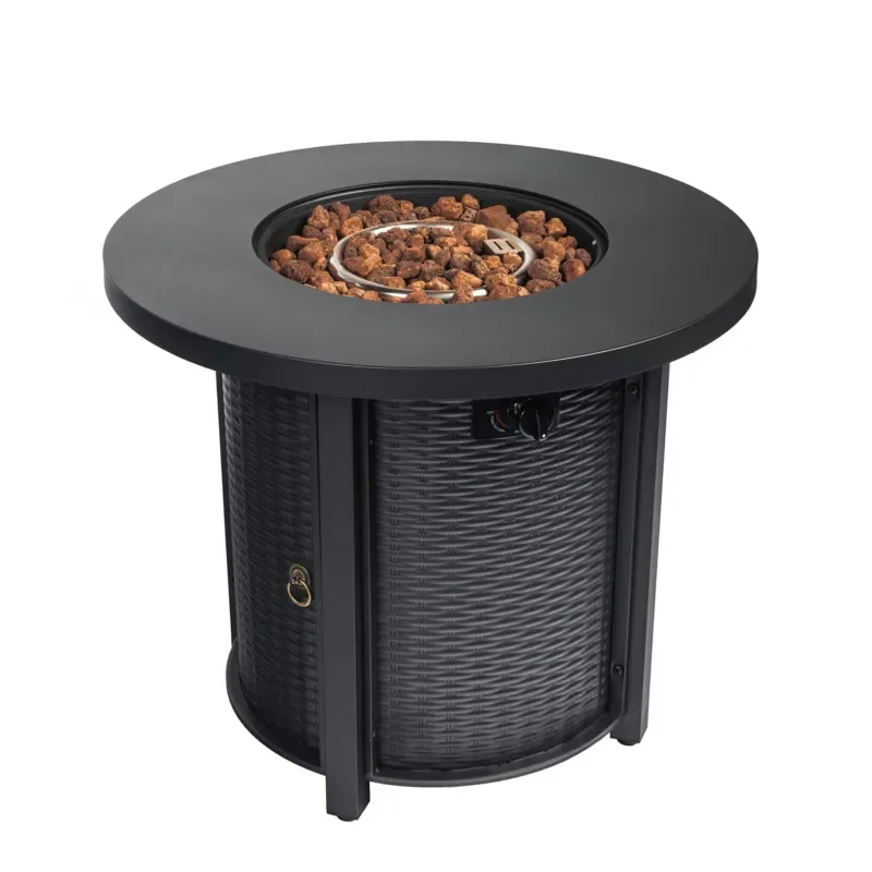 30 Inch Modern Black Powder Coated Steel Propane Gas Fire Pit 40000 BTU Outdoor Patio Heater US Stock Fast Shipping