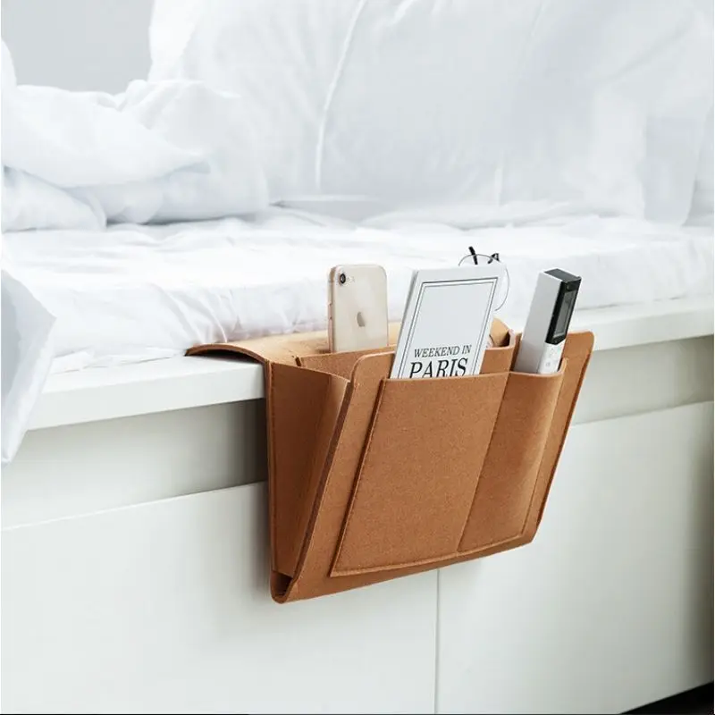 

Multifunction Bedside Storage Bag Organizer Sofa Organizer Pockets Book Computer Felt Bed Holder Pockets Felt Bag