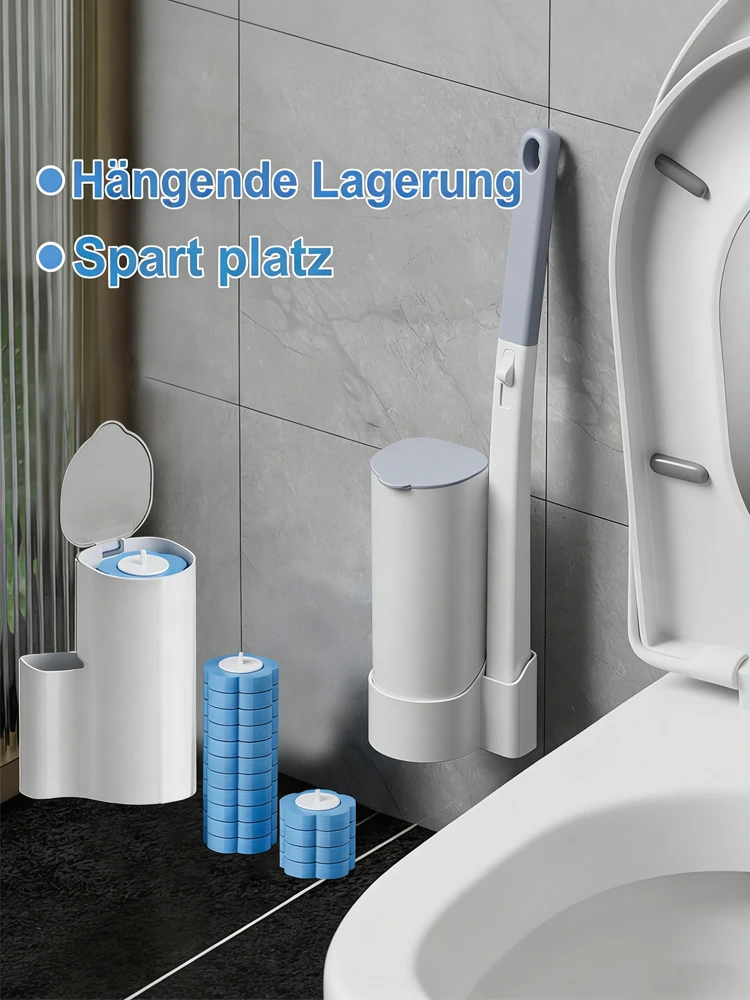 Toiletborstel en houderset met wegwerp navullingen, vervangende borstelkop, reinigingsset, badkamerreinigingsborstel, WC-accessoires, gereedschap - afbeelding 2