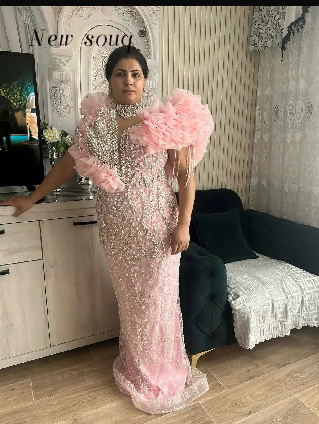 arabic mermaid dress Mermaid Wedding Detachable Beaded Sleeves For Wedding Dress Off-Shoulder Arabic Mermaid Wedding Dress Overskirt With