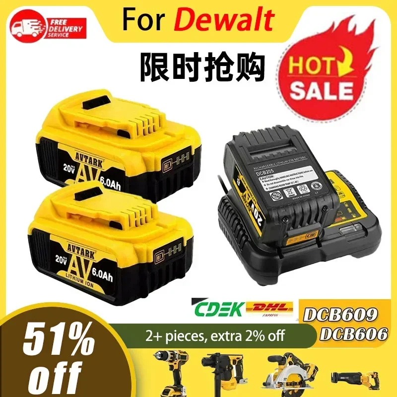 8000mAh 20V For Dewalt Lithium Replacement Battery 18V DCB200 DCB182 DCB184 DCB180 DCB182  DCB181 DCB201 Battery