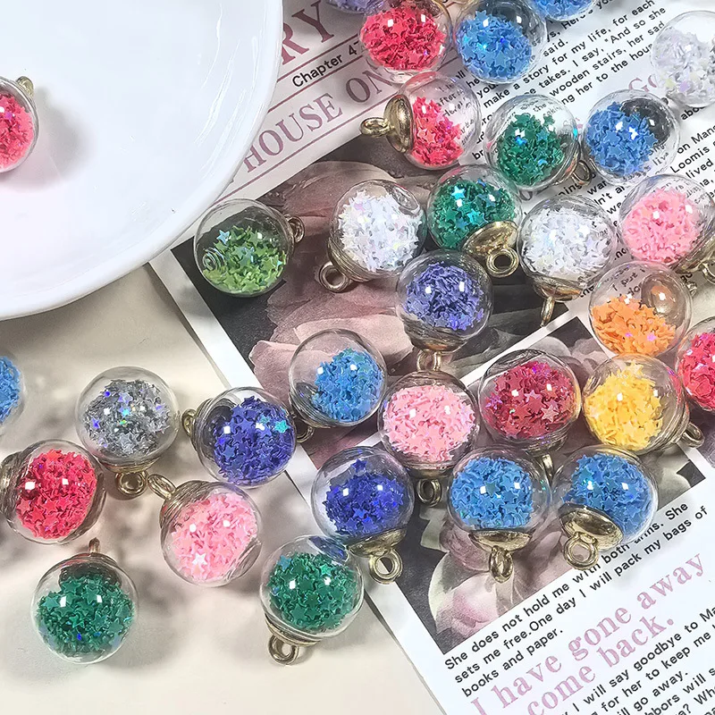 20pcs Colorful transparent star-shaped glass ball pendant Creativity diy Handmade jewelry accessories for Earring keychain