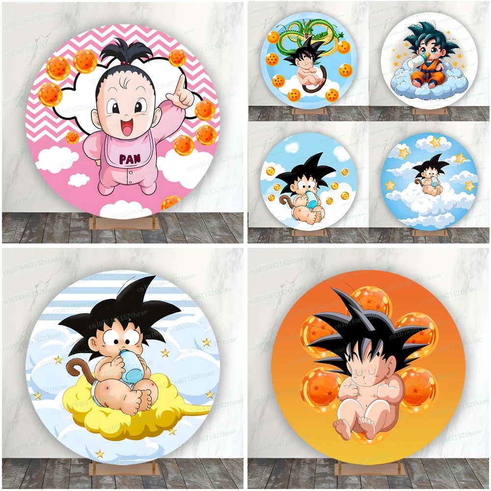 

Dragon Ball Baby Shower Round Photography Backdrop Birthday Party Photo Background Banner Decoration