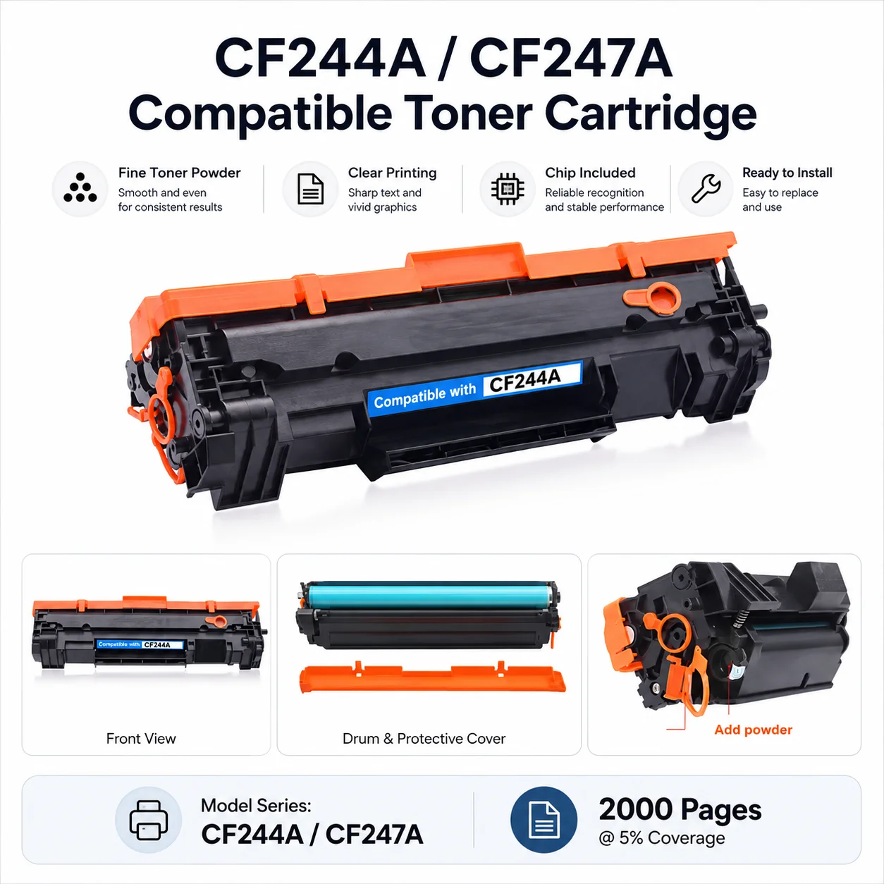 

DAT compatible for HP244A 44A CF244a CF244 HP44A toner for HP MFP M28 M28a M28w LaserJet Pro M15 M15a M15w Toner Cartridge