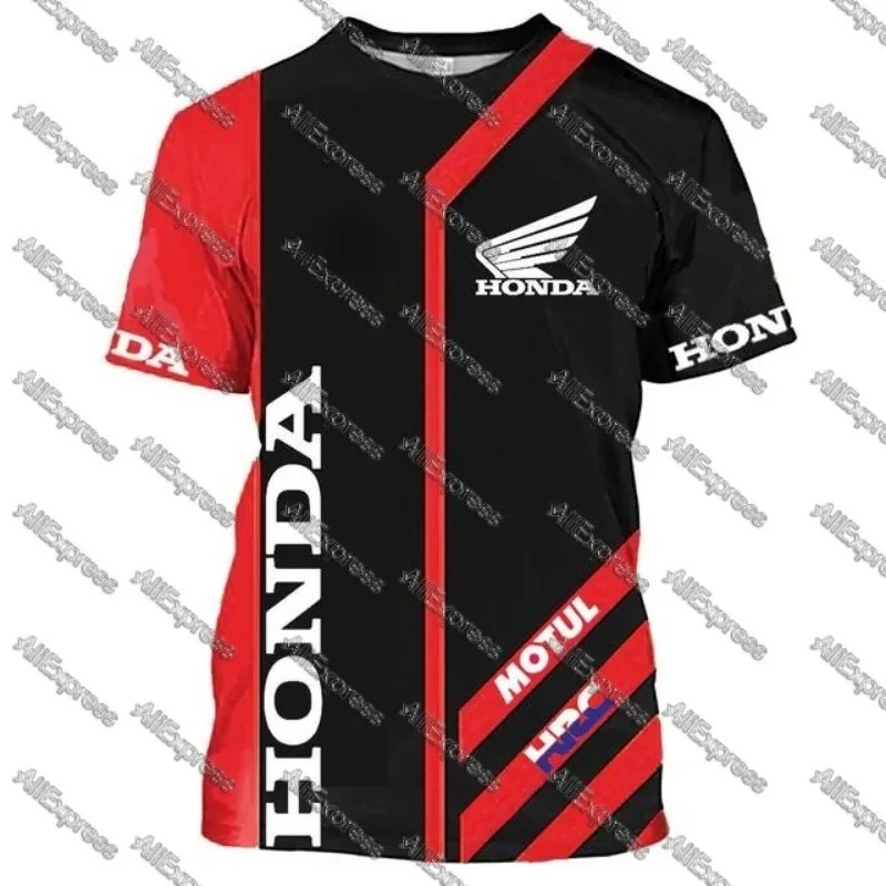 تي شيرت صيفي للرجال من Honda Motorcycle Team بأكمام قصيرة يسمح بالتهوية وسريع الجفاف لراكبي الدراجات النارية للرياضات الخارجية وركوب الدراجات والارتداء اليومي