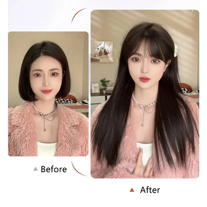 شعر مستعار أسود طويل مستقيم بطول 28 بوصة مع غرة هوائية للنساء، شعر مستعار اصطناعي أنيق مقاوم للحرارة للحفلات التنكرية والارتداء اليومي