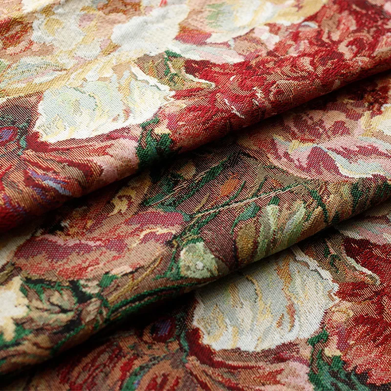 

Полиэстер, хлопок, окрашенная в пряже жаккардовая ткань, большой цветок, винтажная сумка для платья, костюм, модное шитье, оптовая продажа, материал, ткань на метр