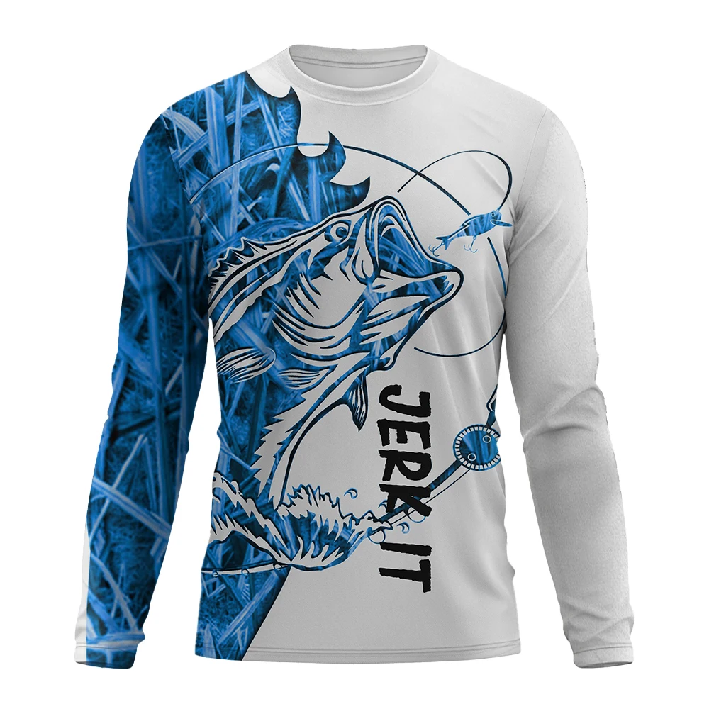 New Fishing Enthusiasts Fishing T-shirt Spring and Autumn Recreational Men's Crew Neck  clothing fish Graphic printed T-shirt