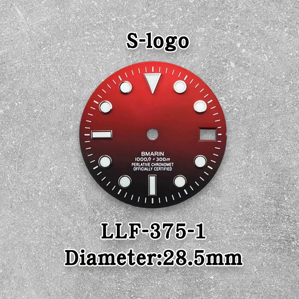 28.5mm S Logo SUB Sunray Dial Suitable For NH35/NH36 Janpan Movement Ice Blue Luminous  Watch Modification Accessories