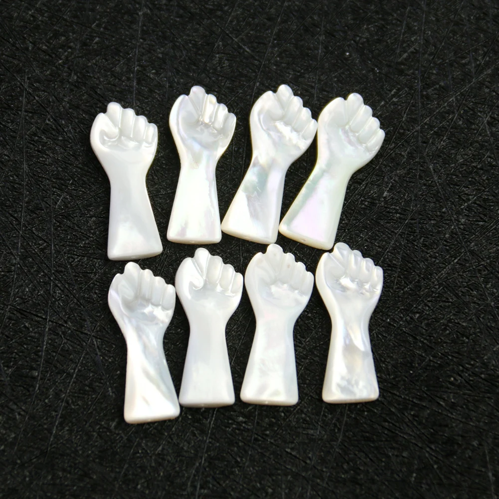 1PC Natural Shell Arm Fist Mother of Pearl Charms Pendant Half Hole DIY Hip Hop Rock Jewelry Findings Making Accessories