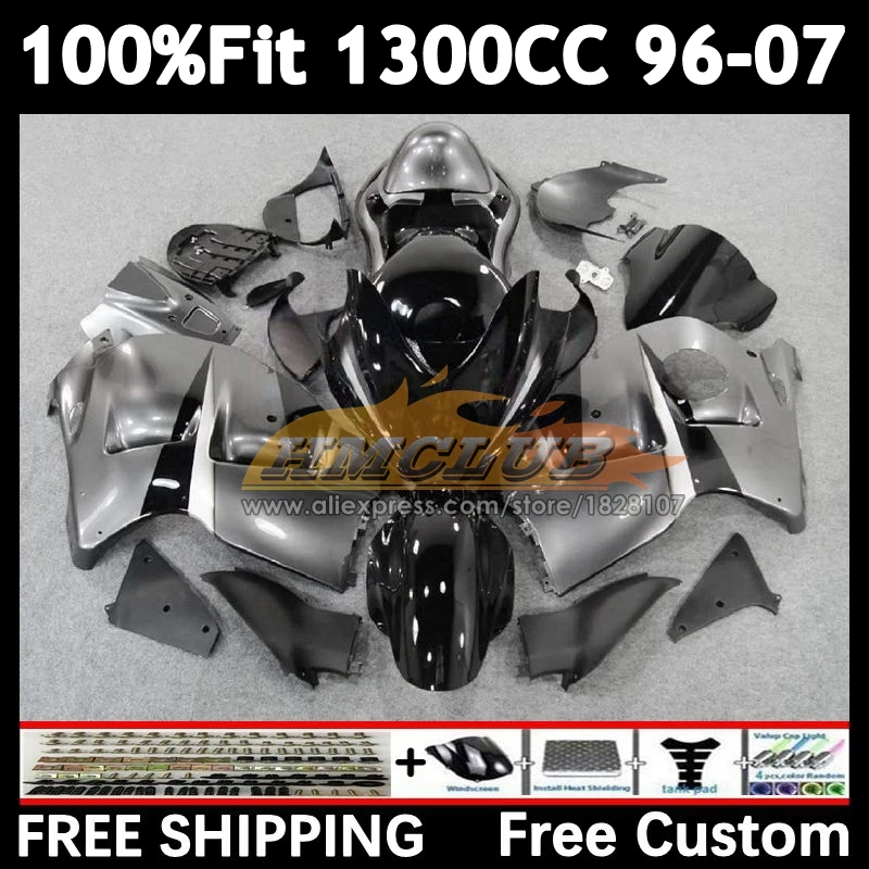 Body For SUZUKI Hayabusa black grey GSXR1300 GSXR 1300 1996 1997 1998 1999 2001 37No.49 GSXR-1300 00 02 03 04 05 06 07 Fairing