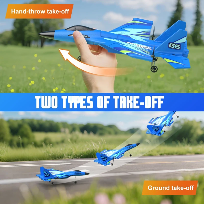4DRC G6 RC Plane with 2 Take-off Modes Glider Flying Helicopter RC Hobby Jet Plane 2.4G Remote Control Foam Fighter Airplane Toy