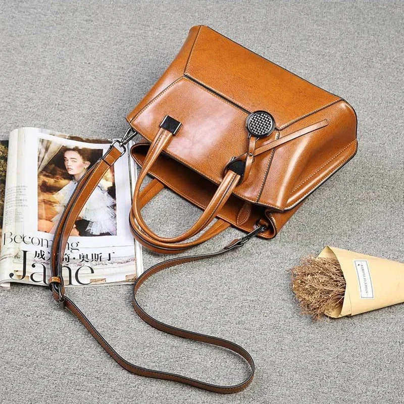 حقيبة نسائية من الجلد الطبيعي لعام 100% 2025 حقائب كتف جديدة ذات سعة كبيرة من جلد البقر حقيبة كروس عصرية للنساء حقيبة يد نسائية 2701 #3