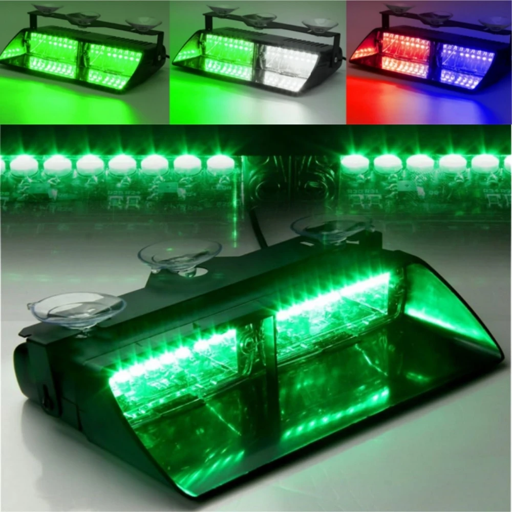 Luz de Advertência de Emergência LED Verde com 16 LEDs para Para-brisa, Luzes Estroboscópicas de Advertência de Perigo para Estrada, Lâmpada de Teto Interna para Painel