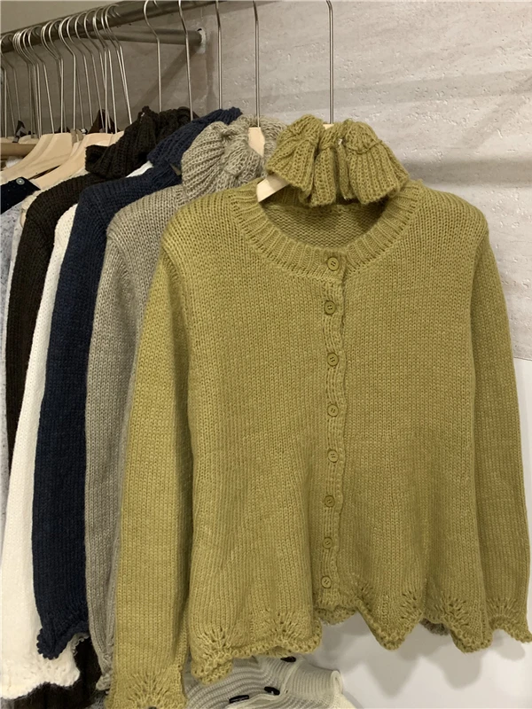 

Женский корейский вязаный кардиган больших размеров с длинными рукавами, круглым вырезом, свободного кроя, стройнящий, весенняя новинка, свитер-пальто