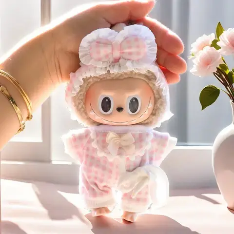 17cm Labubu 옷 복장 인형 잠옷 운동복 캐주얼 셔츠 색상 일치하는 까마귀 인형 액세서리 귀여운 장식